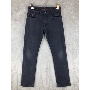 Steve's Jeans Mens 29/30 (29x27) Black Denim Slim Straight Stretch Zipper Pocket
